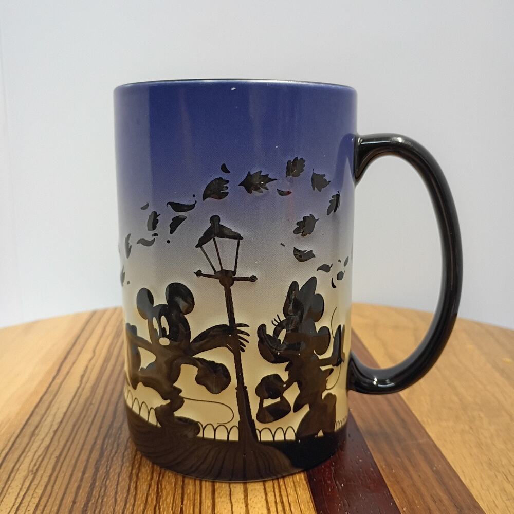 Disney Parks Mug Cup Mickey Minnie Mouse Pluto 3D Silhouette Shadow Fall Leaves